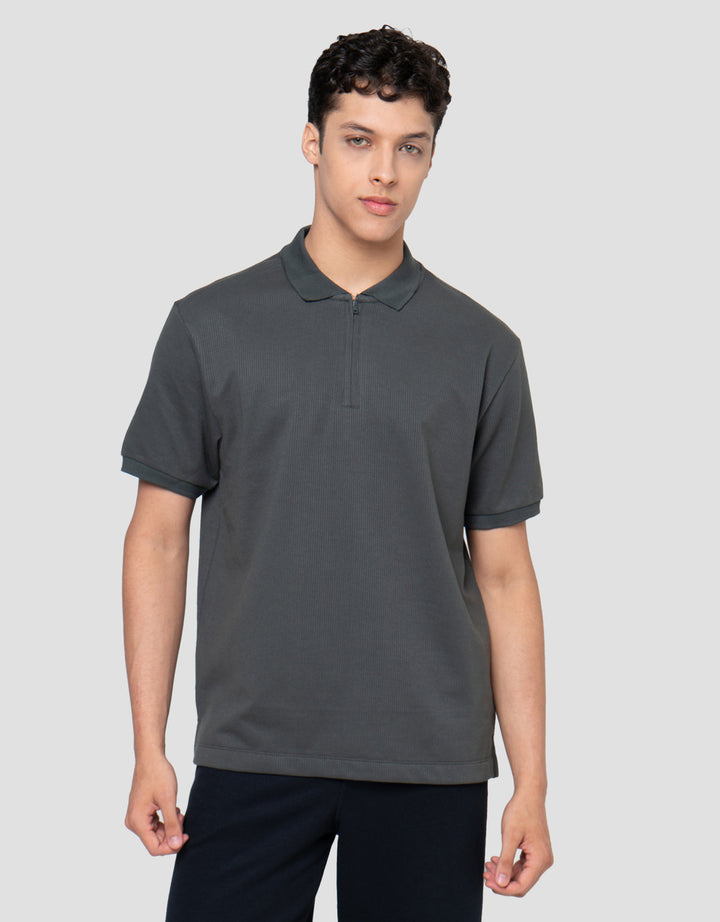 Cole Waffle Hidden Zipper Smart Fit Kaos Polo Pria