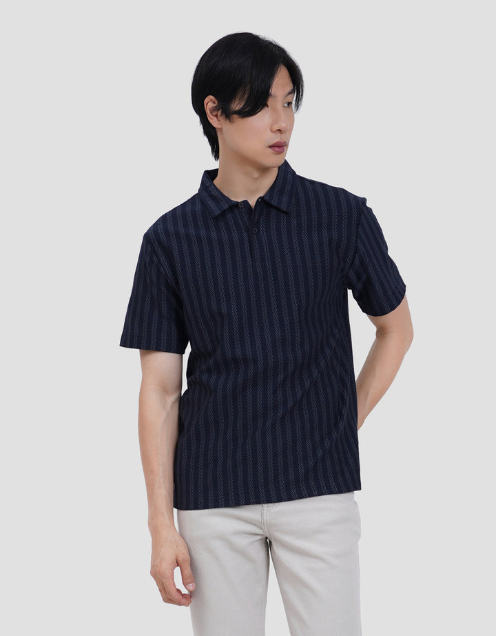 Cole Stripes Vertical Herringborn Pattern Smart Fit Kaos Polo Pria