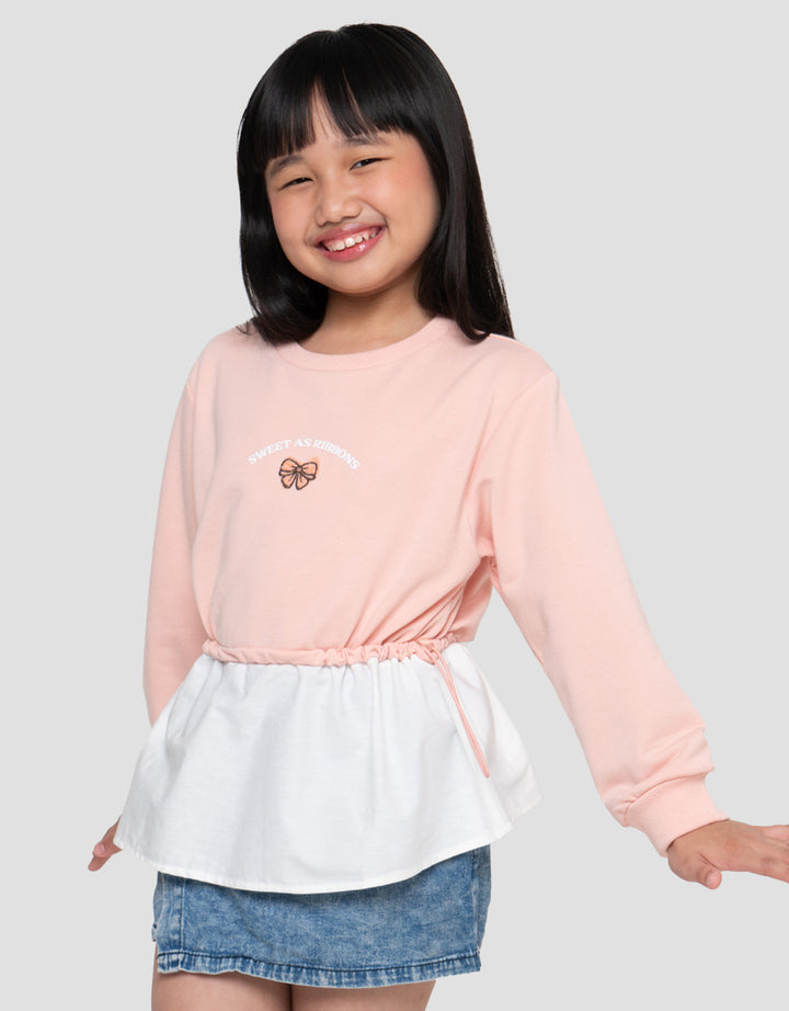Little M Sweet As Ribbon Print Kaos Anak Perempuan