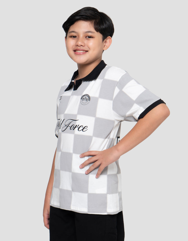 Nevada Collar Full Both Sides Print Check Kaos Oversize Anak Laki-laki