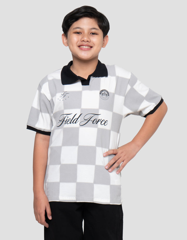 Nevada Collar Full Both Sides Print Check Kaos Oversize Anak Laki-laki