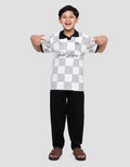 Nevada Collar Full Both Sides Print Check Kaos Oversize Anak Laki-laki