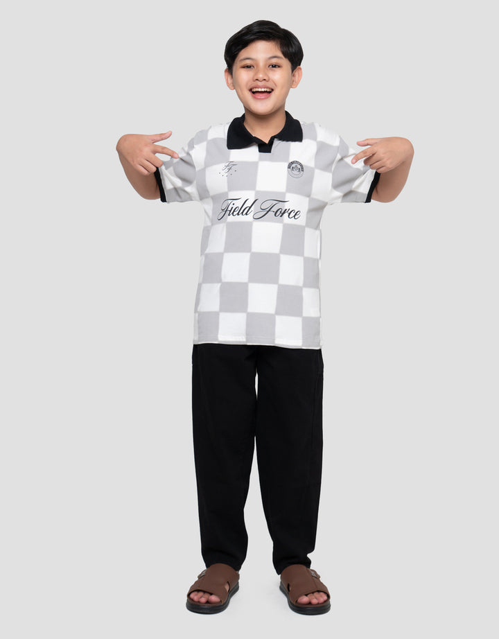 Nevada Collar Full Both Sides Print Check Kaos Oversize Anak Laki-laki