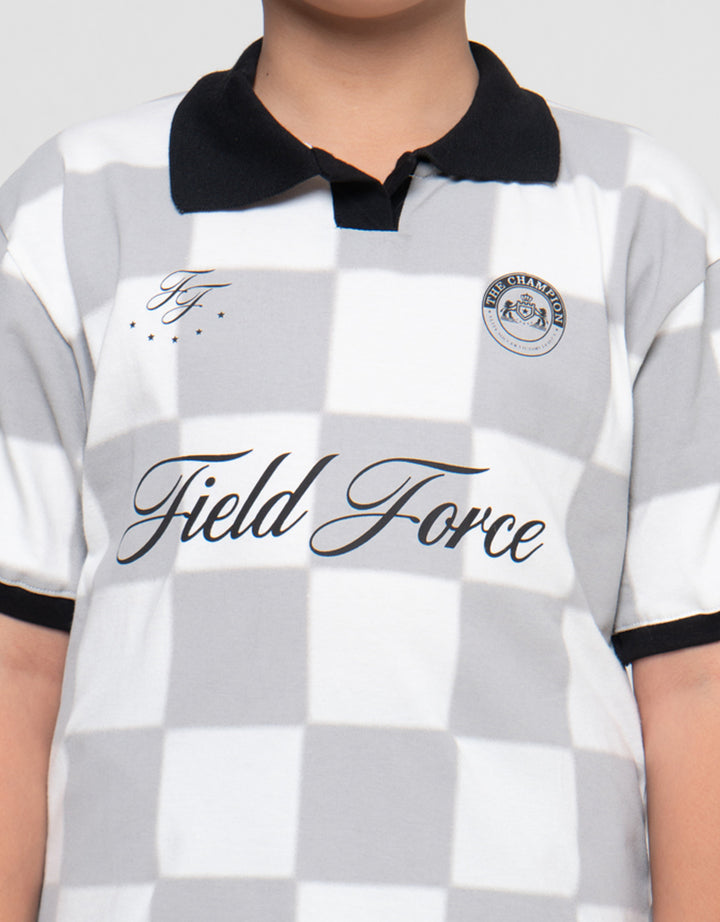 Nevada Collar Full Both Sides Print Check Kaos Oversize Anak Laki-laki