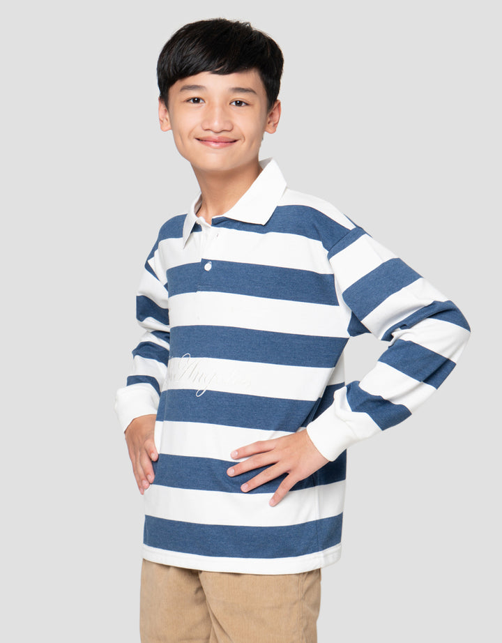 Nevada Loose Stripe With Collar Sweater Anak Laki-Laki