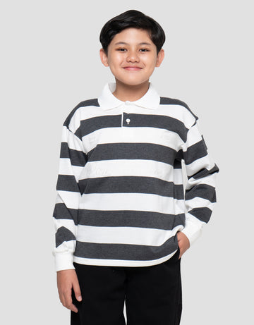 NEVADA LOOSE STRIPE WITH COLLAR WOVEN AND EMBRO SWEATER ANAK LAKI-LAKI