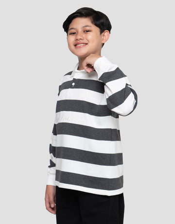 NEVADA LOOSE STRIPE WITH COLLAR WOVEN AND EMBRO SWEATER ANAK LAKI-LAKI