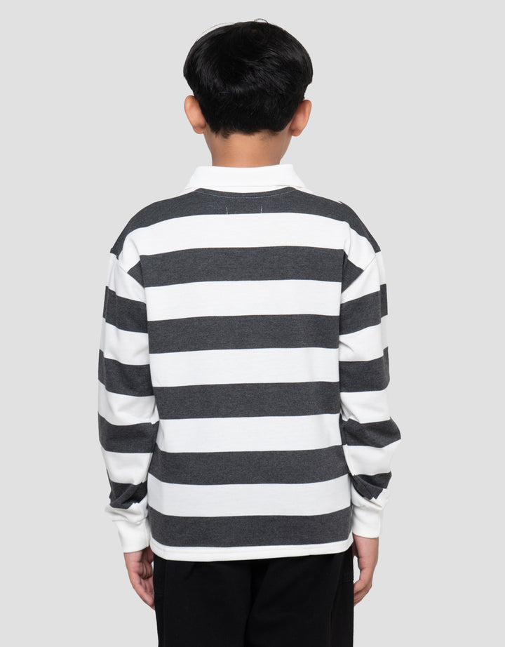 NEVADA LOOSE STRIPE WITH COLLAR WOVEN AND EMBRO SWEATER ANAK LAKI-LAKI