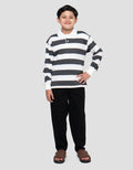 NEVADA LOOSE STRIPE WITH COLLAR WOVEN AND EMBRO SWEATER ANAK LAKI-LAKI