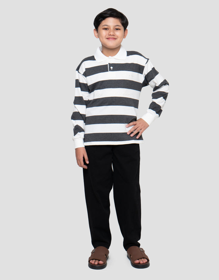 NEVADA LOOSE STRIPE WITH COLLAR WOVEN AND EMBRO SWEATER ANAK LAKI-LAKI