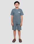 Nevada Double Knit Small Print Pakaian Setelan Anak Laki-laki