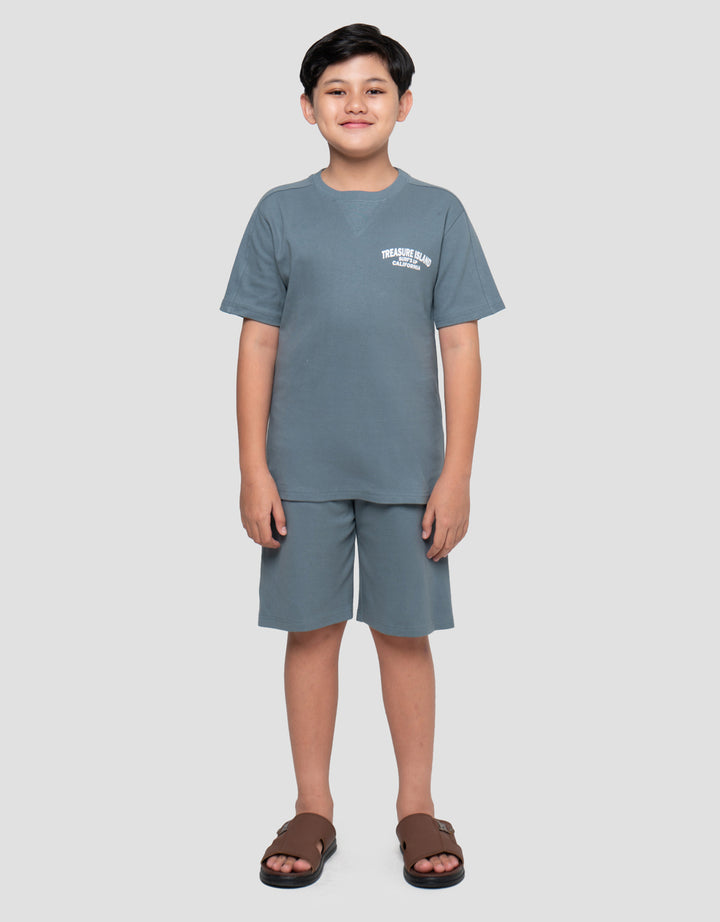 Nevada Double Knit Small Print Pakaian Setelan Anak Laki-laki