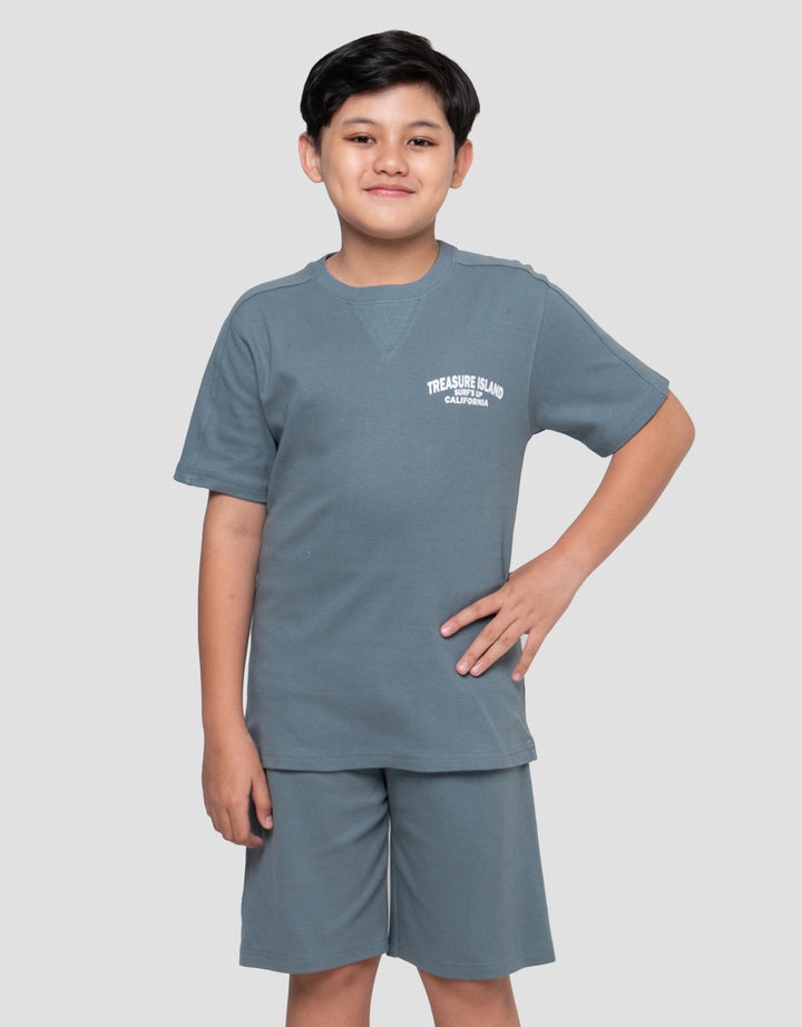 Nevada Double Knit Small Print Pakaian Setelan Anak Laki-laki