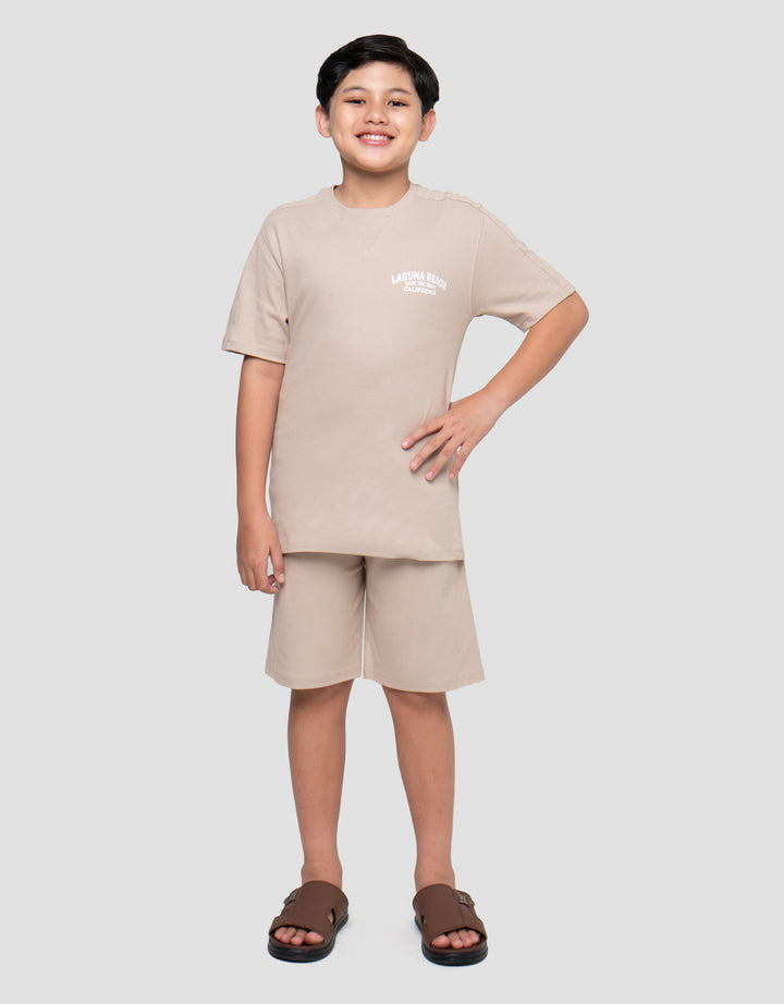 Nevada Double Knit Small Print Pakaian Setelan Anak Laki-laki