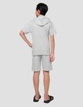 Nevada Double Knit Hoodie With Patch Pakaian Setelan Anak Laki-Laki