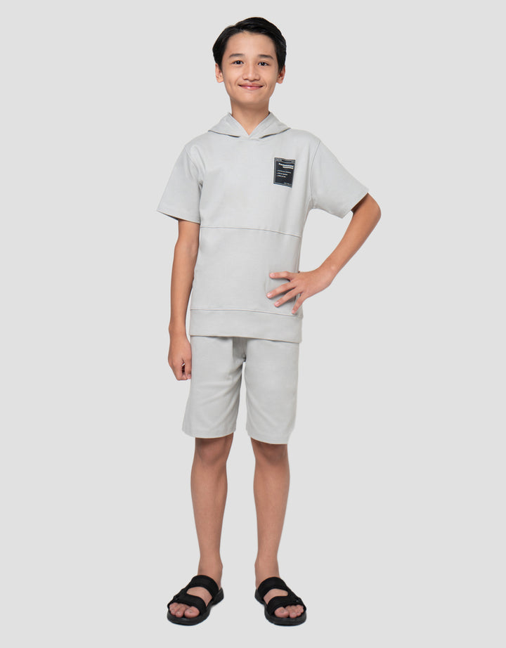 Nevada Double Knit Hoodie With Patch Pakaian Setelan Anak Laki-Laki