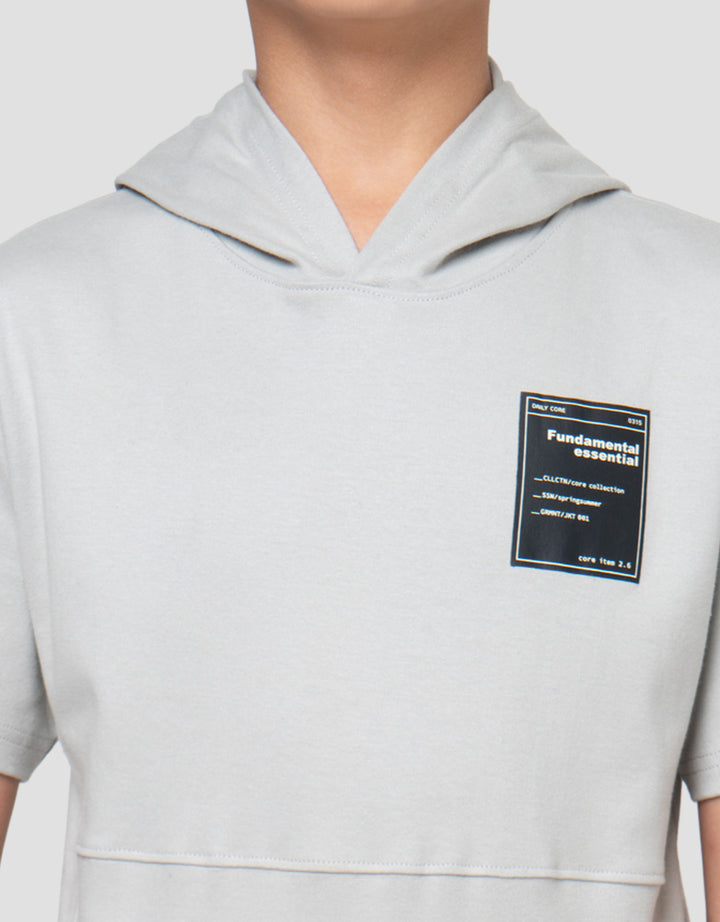 Nevada Double Knit Hoodie With Patch Pakaian Setelan Anak Laki-Laki