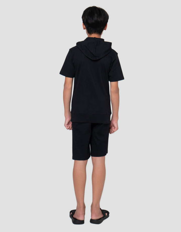 Nevada Double Knit Hoodie With Patch Pakaian Setelan Anak Laki-Laki