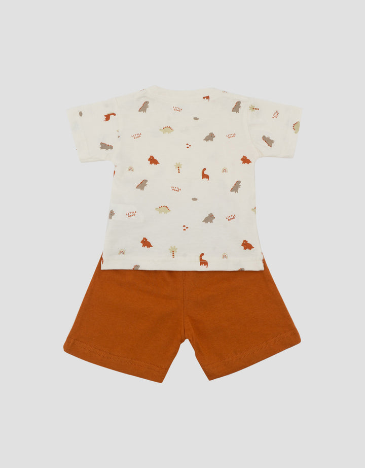 Little M Print Dino Pakaian Setelan Bayi