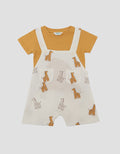 Little M Terry Full Print Giraffe Jumpsuit Overall Bayi