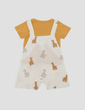 Little M Terry Full Print Giraffe Jumpsuit Overall Bayi