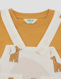 Little M Terry Full Print Giraffe Jumpsuit Overall Bayi