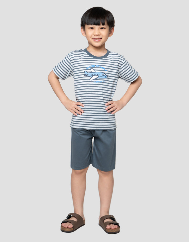 Little M Yarndyed Plane Pakaian Setelan Anak Laki-Laki