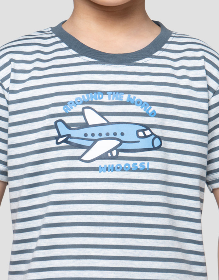 Little M Yarndyed Plane Pakaian Setelan Anak Laki-Laki