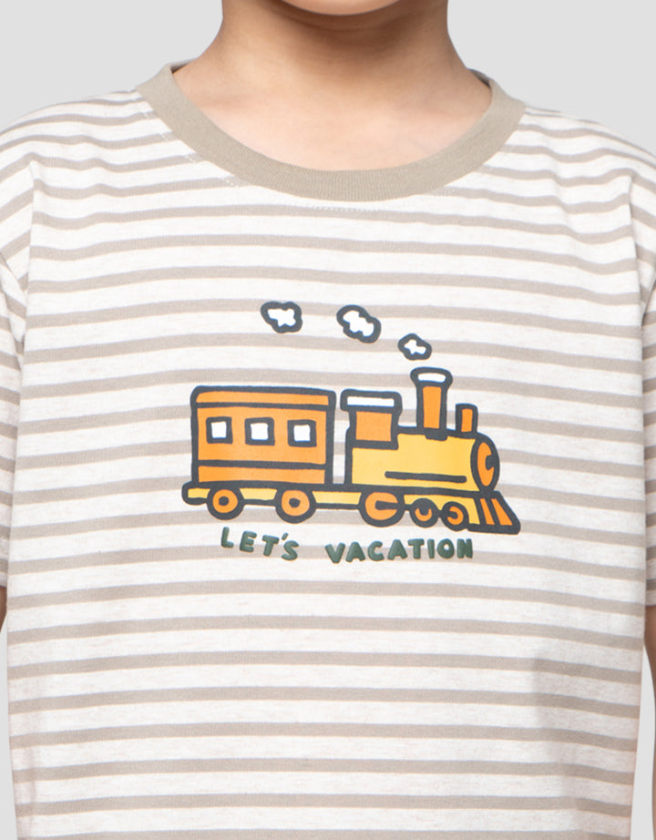 Little M Yarndyed Train Pakaian Setelan Anak Laki-Laki