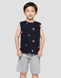 Little M Singlet Full Print Sport Pakaian Setelan Anak Laki-Laki