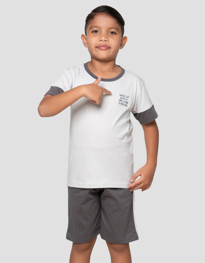 Little M Bordir Summer 1 Pakaian Setelan Anak Laki-Laki