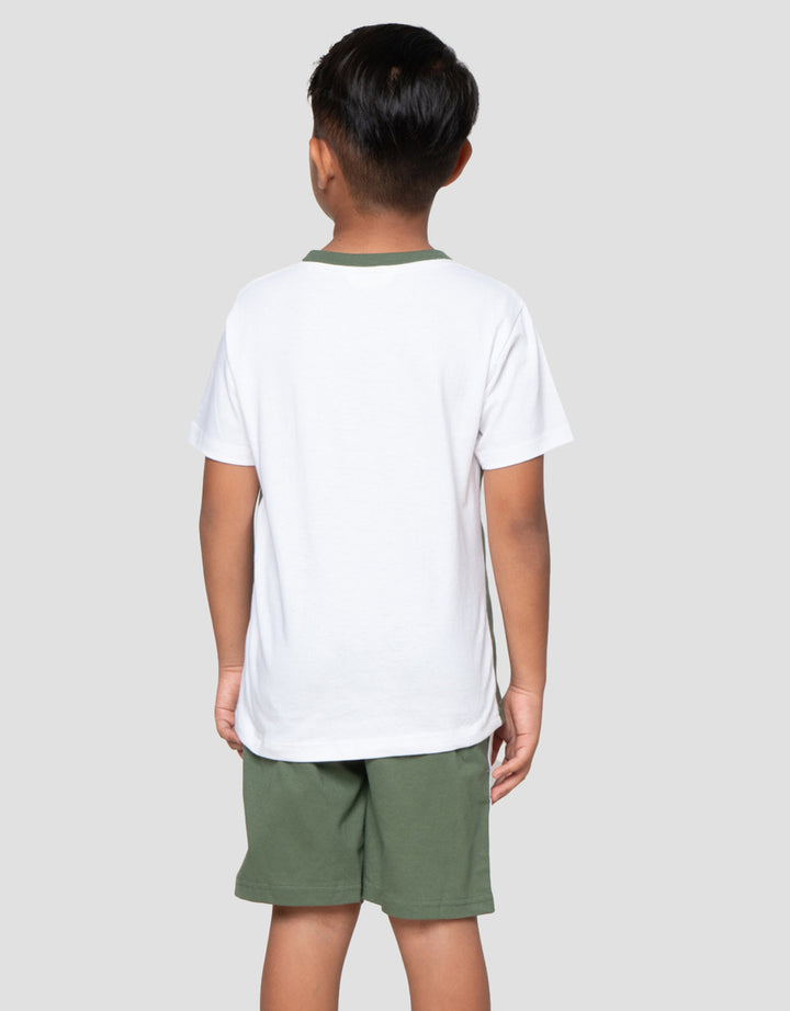 Little M Bordir Summer 2 Pakaian Setelan Anak Laki-Laki