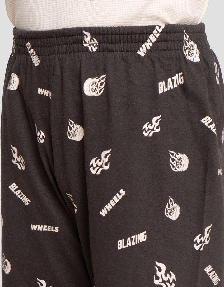 Little M Sleepwear Boy Wafle Blazzing Car Setelan Piyama Anak Laki-Laki
