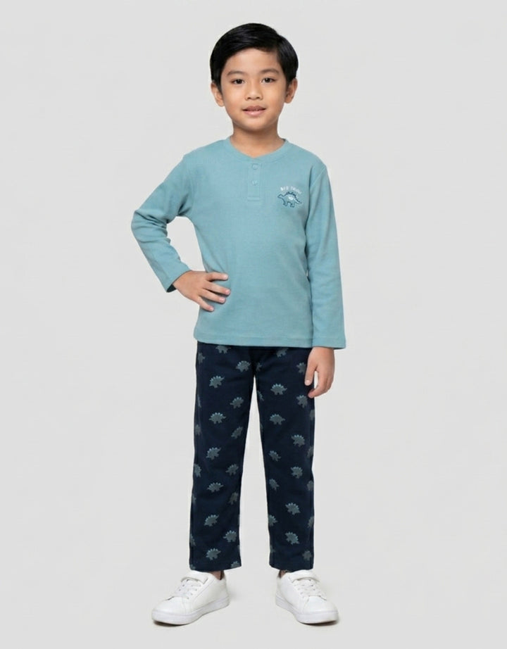 Little M Wafle Dino Snore Setelan Piyama Anak Laki-laki