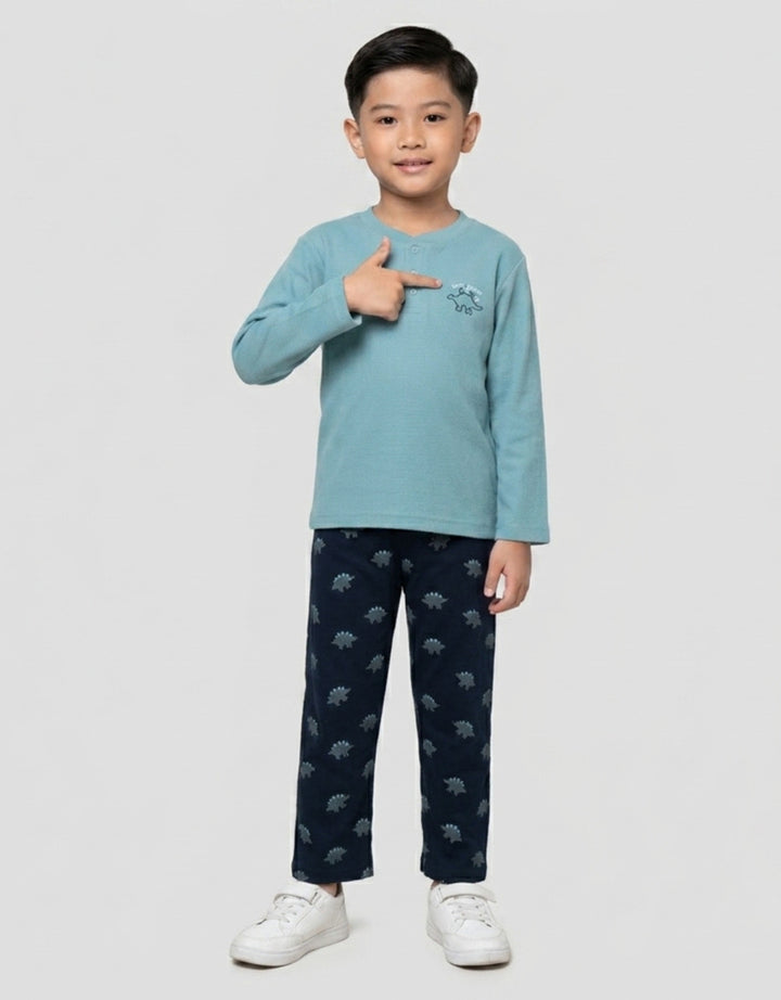 Little M Wafle Dino Snore Setelan Piyama Anak Laki-laki
