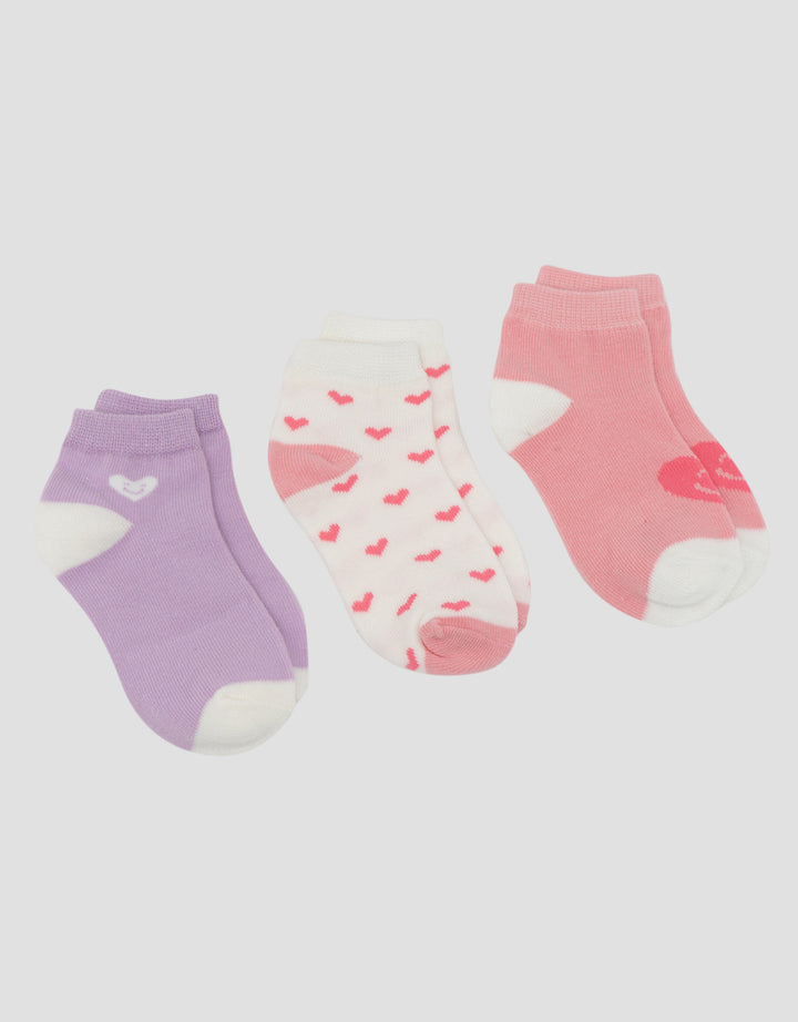 Little M Pack Of 3 Angkle Heart Kaus Kaki Anak Perempuan