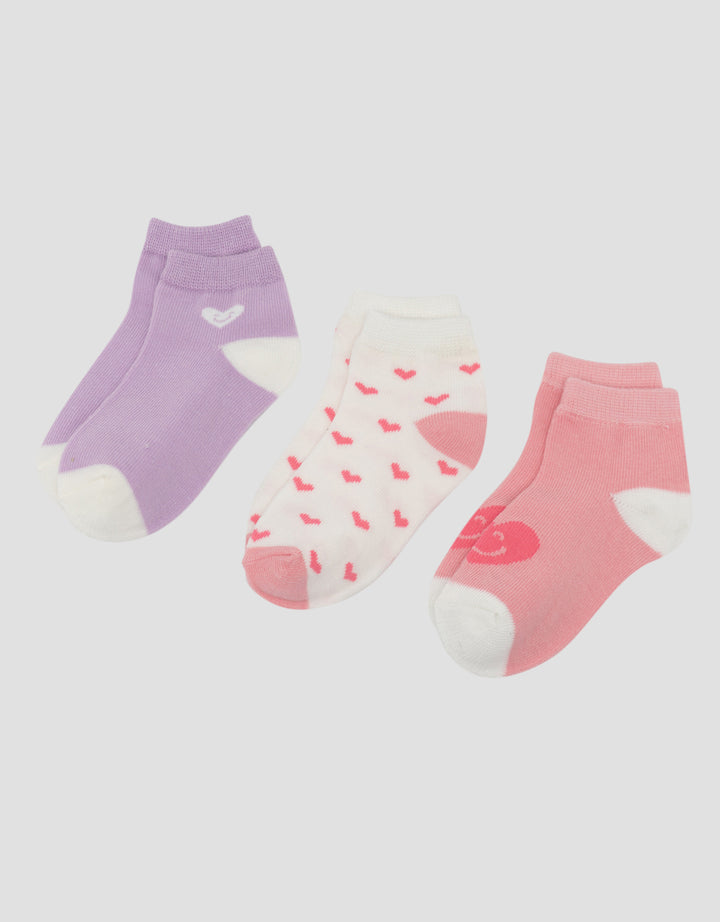 Little M Pack Of 3 Angkle Heart Kaus Kaki Anak Perempuan