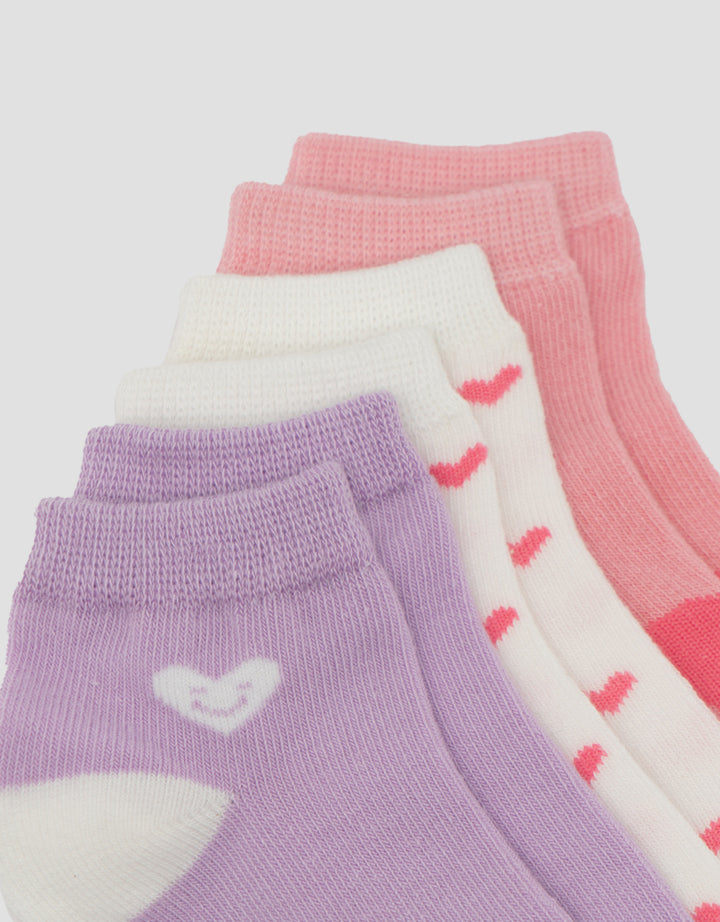 Little M Pack Of 3 Angkle Heart Kaus Kaki Anak Perempuan
