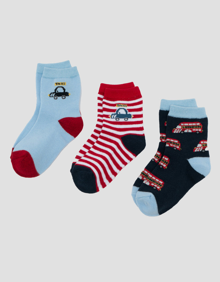 Little M Pack Of 3 London Taxi Kaus Kaki Anak Laki-Laki