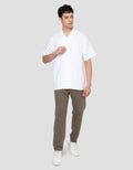 Cole Camp Colar Relax Fit Solid Linen Kemeja Pria