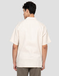 Cole Camp Colar Relax Fit Solid Linen Kemeja Pria