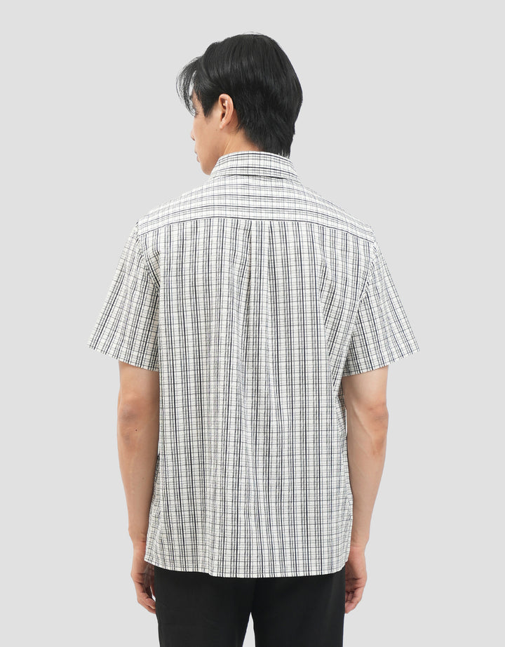 Cole Relax Sheer Sucker Check Kemeja Pria