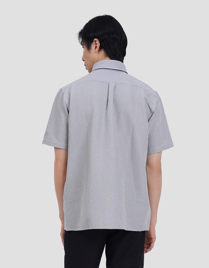 Cole Relax Sheer Sucker Check Kemeja Pria