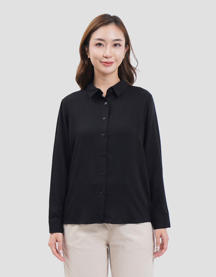 Connexion Collar Basic Kemeja Lengan Panjang Wanita