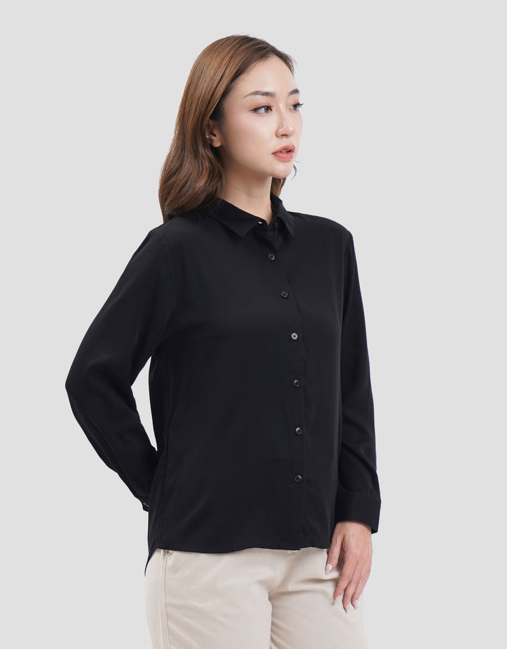 Connexion Collar Basic Kemeja Lengan Panjang Wanita
