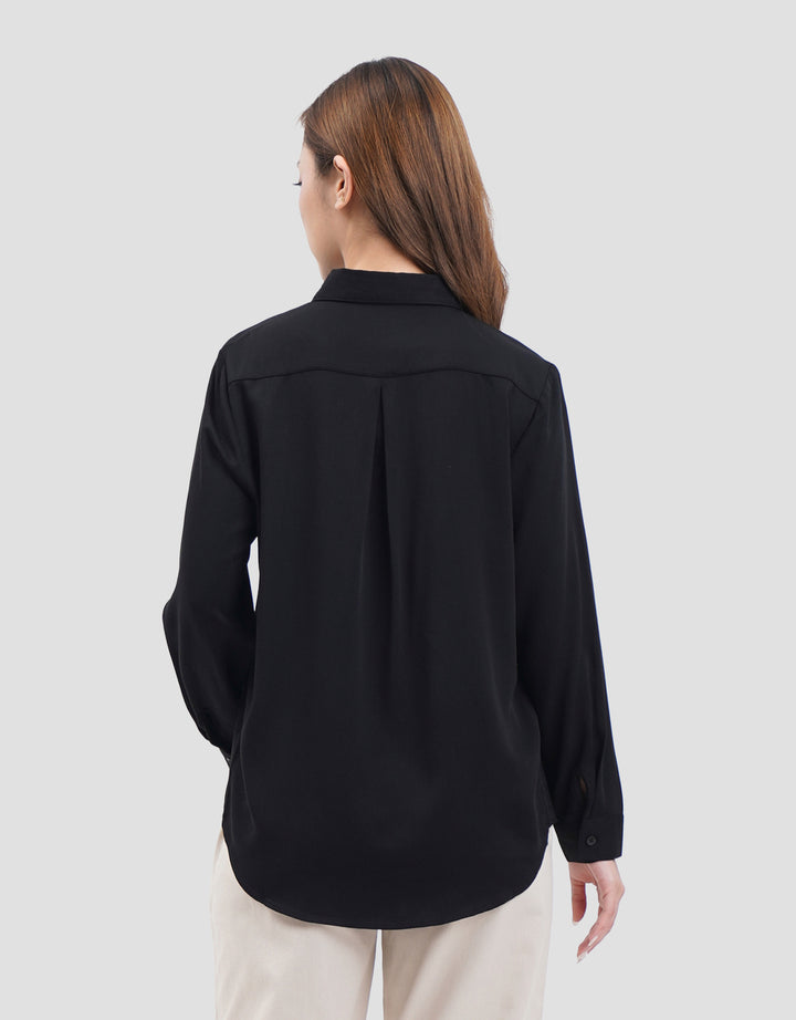 Connexion Collar Basic Kemeja Lengan Panjang Wanita