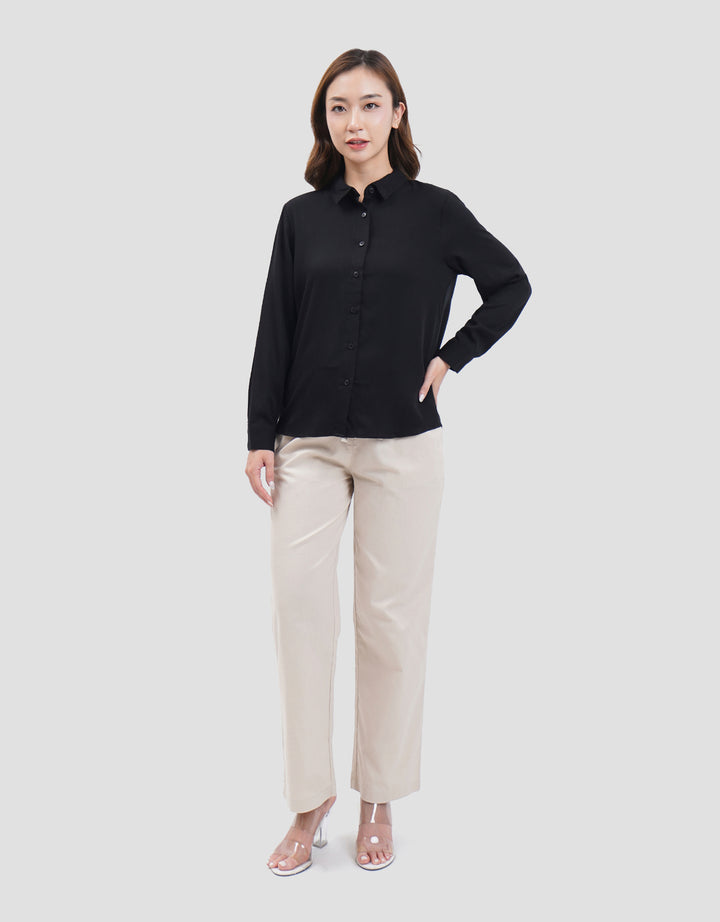 Connexion Collar Basic Kemeja Lengan Panjang Wanita