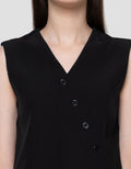 Connexion Fitted Seashell Button Asymetric Vest Wanita