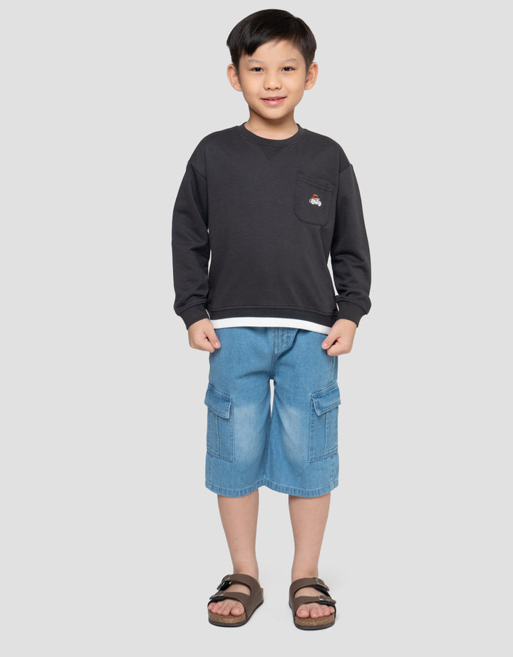 Little M Rib Kombinasi Sweater Anak Laki-laki