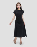Suko Stretch Side Runch Dress Midi Wanita